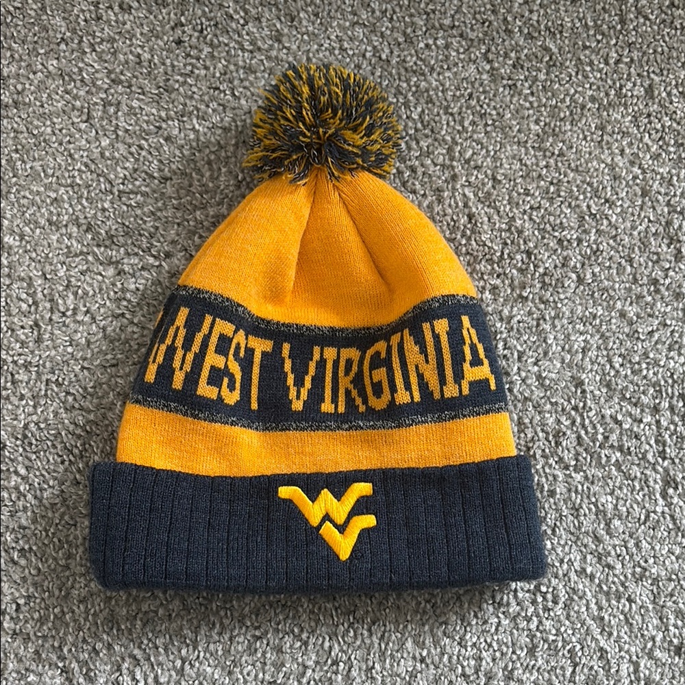 West Virginia Knit Beanie with Pom